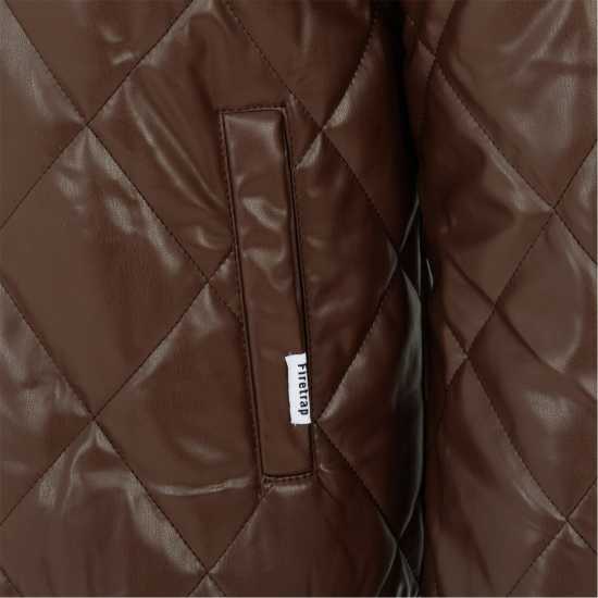 Firetrap Мъжко Яке Pu Quilt Jacket Mens Кафе Firetrap Мъжко Яке Pu Quilt Jacket Mens Кафе