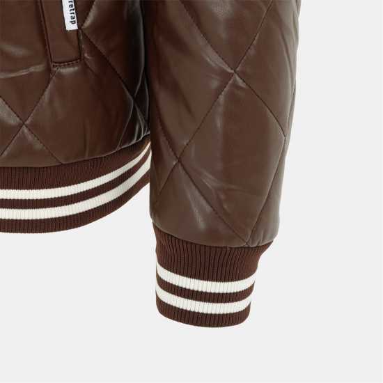 Firetrap Мъжко Яке Pu Quilt Jacket Mens Кафе Firetrap Мъжко Яке Pu Quilt Jacket Mens Кафе