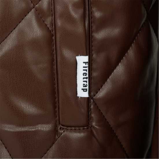 Firetrap Мъжко Яке Pu Quilt Jacket Mens Кафе Firetrap Мъжко Яке Pu Quilt Jacket Mens Кафе