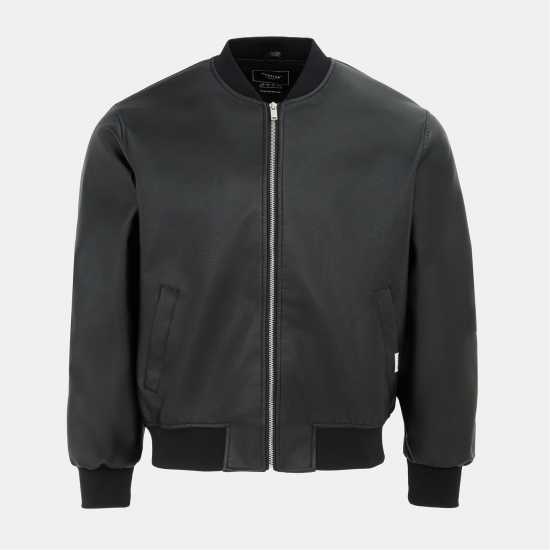 Firetrap Пилотско Яке Men's  Pu Quilt Faux Leather Funnel Neck Bomber Jacket  