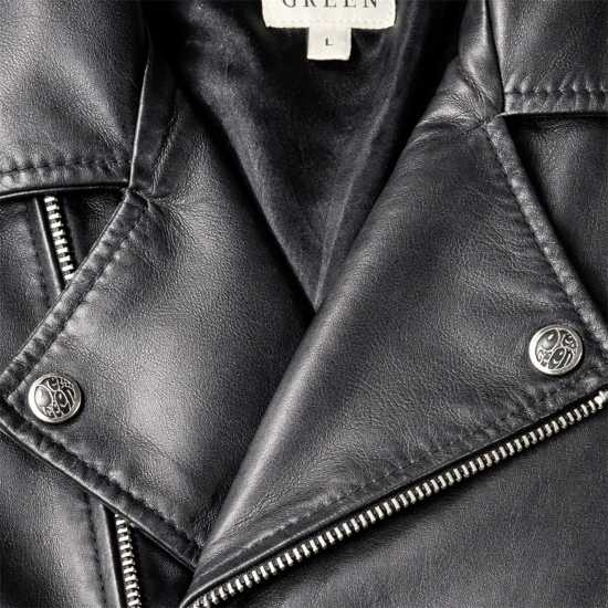 Pretty Green Мотоциклетно Яке Men's Genuine Sheepskin Leather Biker Jacket  