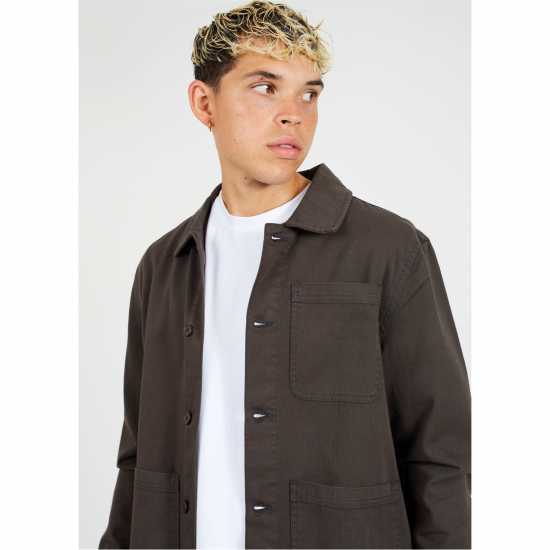 Brave Soul Mens Twill Shacket With Chest Pocket  