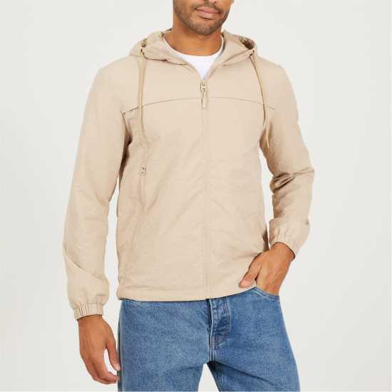 Brave Soul Mens Clasic Wind Runner Jacket In Stone  