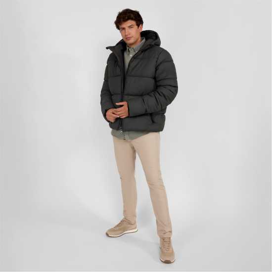 Ватирано Яке Men Padded Jacket With Hood Zip Pockets Khaki  