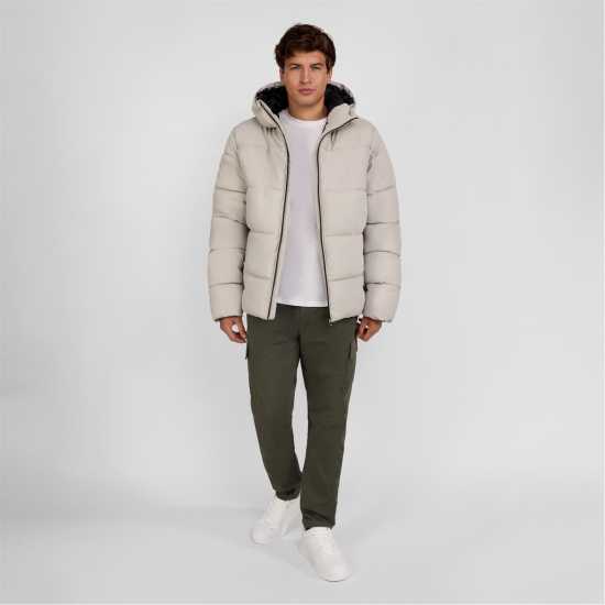 Яке От Изкуствена Кожа Men Pu Jacket With Hood And Zip Pockets Grey Яке От Изкуствена Кожа Men Pu Jacket With Hood And Zip Pockets Grey