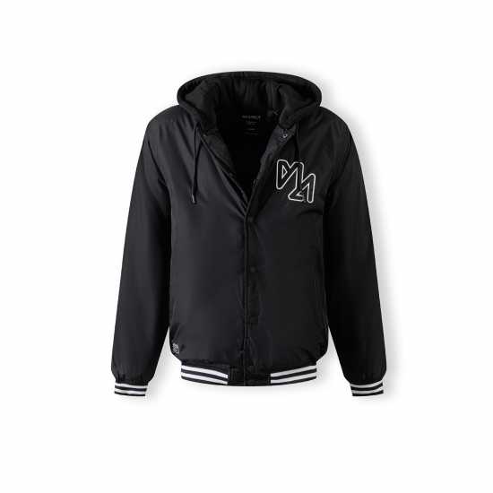 Men Baseball Style Jacket Detachable Hood Black  