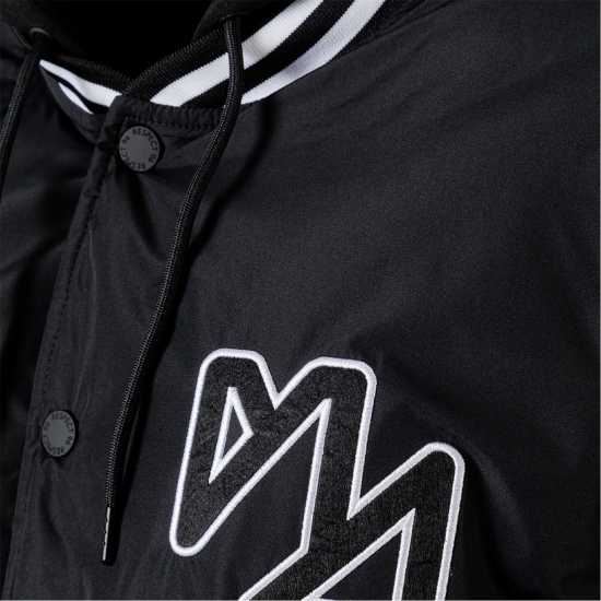Men Baseball Style Jacket Detachable Hood Black  