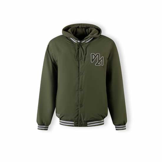 Men Baseball Style Jacket Detachable Hood Khaki  
