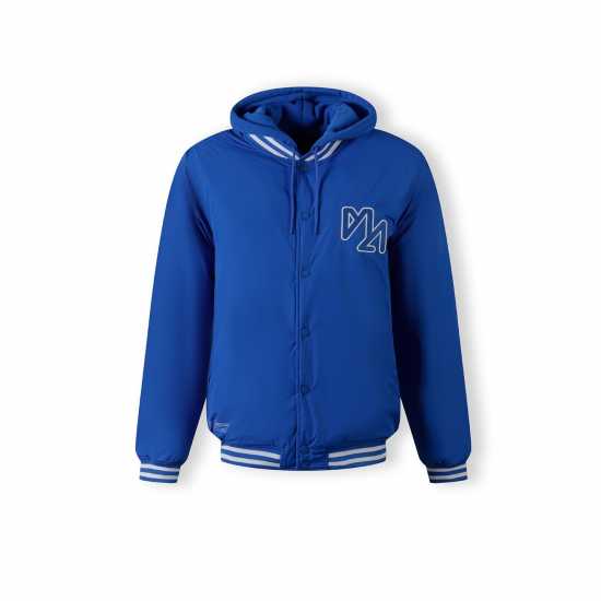 Men Baseball Style Jacket Detachable Hood Cobalt Blue  