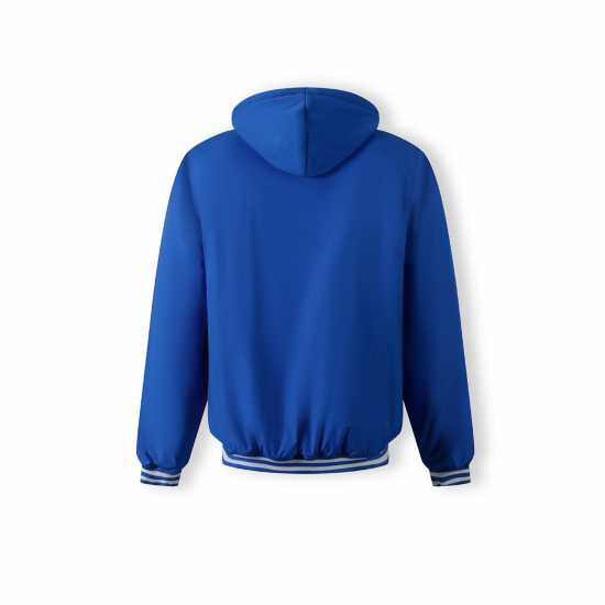 Men Baseball Style Jacket Detachable Hood Cobalt Blue  
