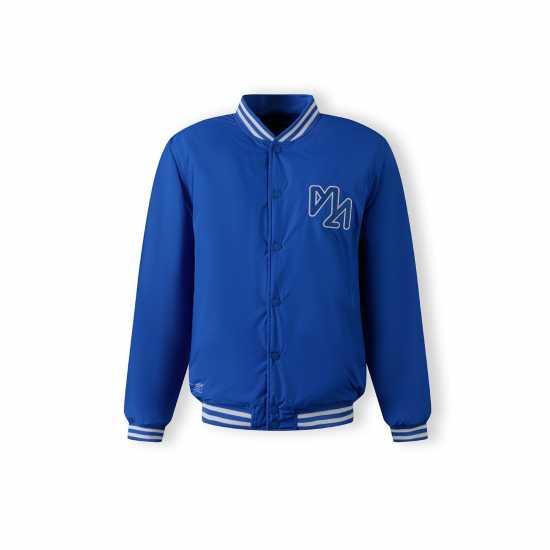 Men Baseball Style Jacket Detachable Hood Cobalt Blue  
