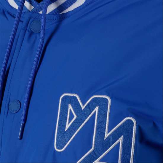 Men Baseball Style Jacket Detachable Hood Cobalt Blue  
