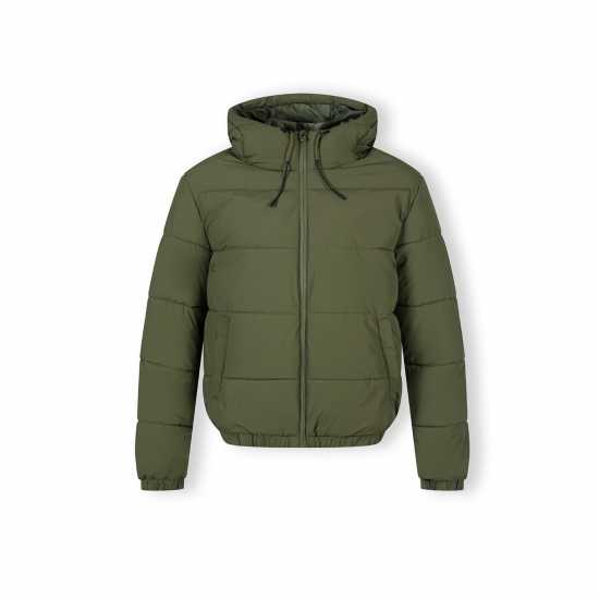 Men Ripstop Jacket High Collar Adjustable Hood Khaki  