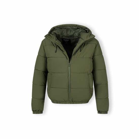 Men Ripstop Jacket High Collar Adjustable Hood Khaki  