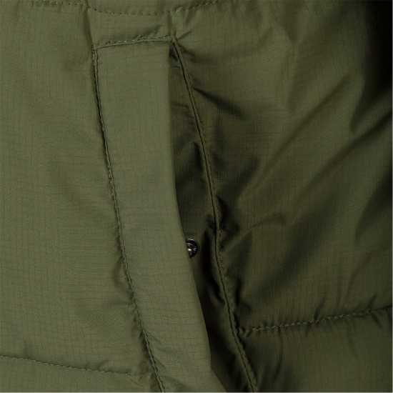 Men Ripstop Jacket High Collar Adjustable Hood Khaki  