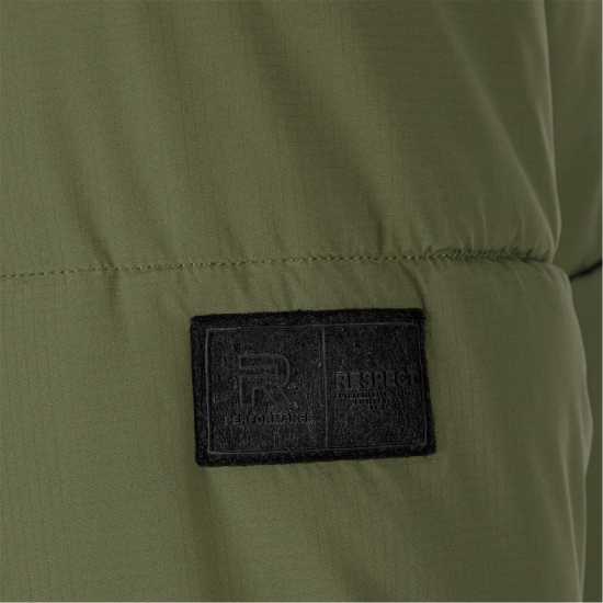 Men Ripstop Jacket High Collar Adjustable Hood Khaki  