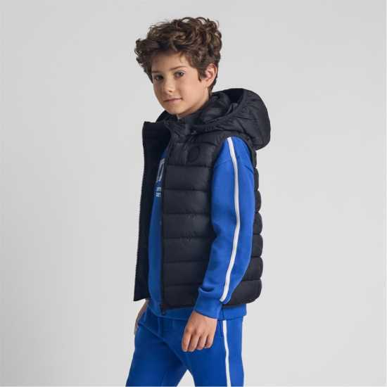 Ватирано Елече Boys Padded Gilet Detachable Hood Black Ватирано Елече Boys Padded Gilet Detachable Hood Black