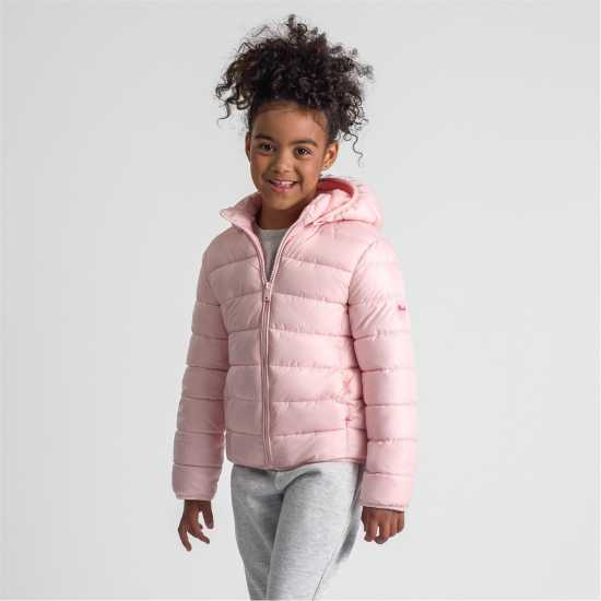 Ватирано Яке Minoti Girls Quilted Jacket With Zip Removable Hood Pink  