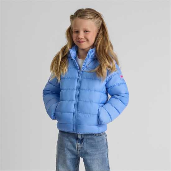 Ватирано Яке Minoti Girls Quilted Jacket With Detachable Hood Blue  