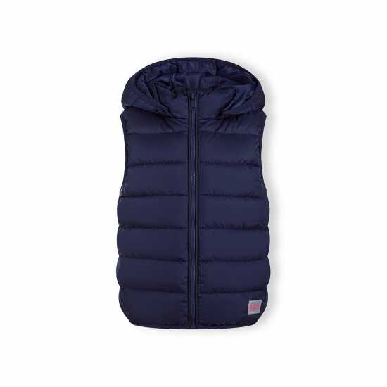 Girls Quilted Gilet Full Zip Detachable Hood Navy Girls Quilted Gilet Full Zip Detachable Hood Navy