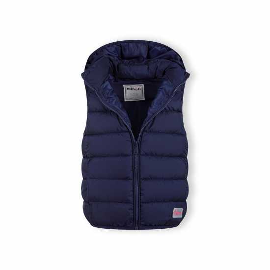 Girls Quilted Gilet Full Zip Detachable Hood Navy Girls Quilted Gilet Full Zip Detachable Hood Navy