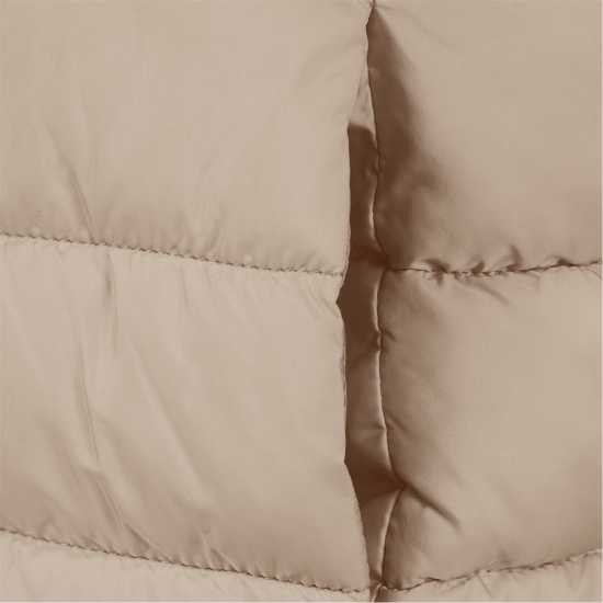 Girls Quilted Gilet Removable Hood Beige  