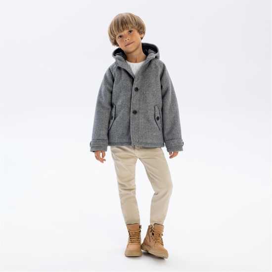 Boys Coat Button Fastening Grey  