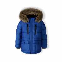 Яке За Момчета Boys Jacket Detachable Faux Fur Hood Cobalt Blue  