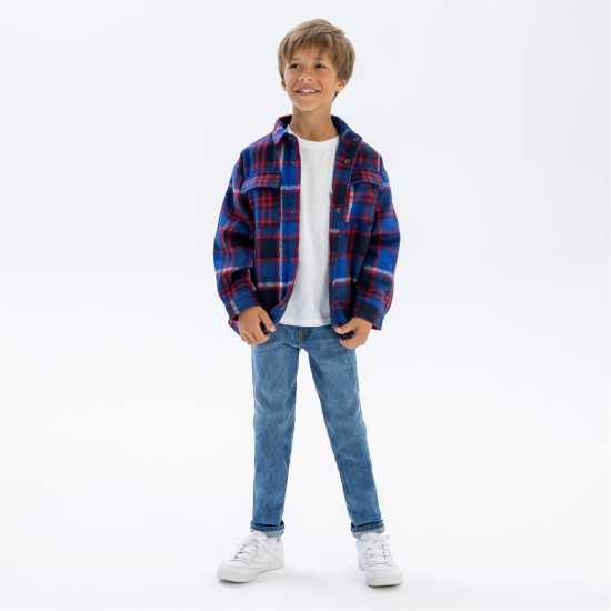 Boys Padded Shirt Jacket Quilted Blue Boys Padded Shirt Jacket Quilted Blue