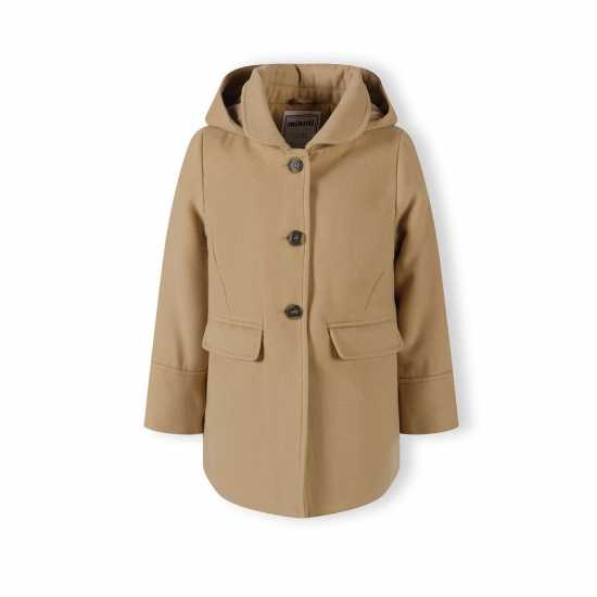 Girls Padded Coat With Button Fastening Beige Girls Padded Coat With Button Fastening Beige