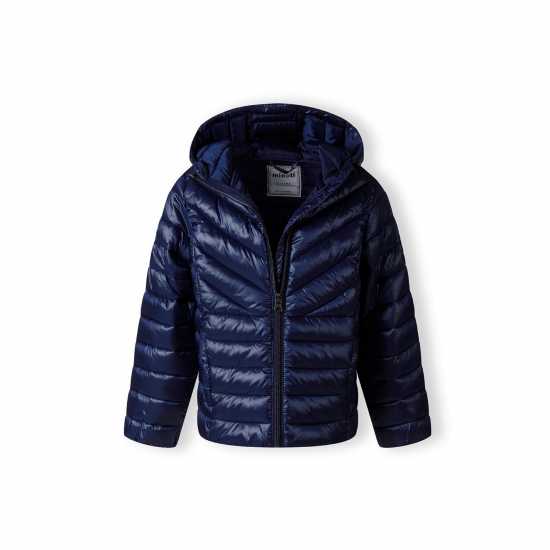 Яке С Качулка Girls Quilted Hooded Jacket With Zip Navy  
