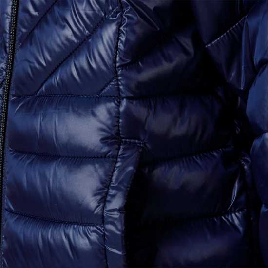 Яке С Качулка Girls Quilted Hooded Jacket With Zip Navy  