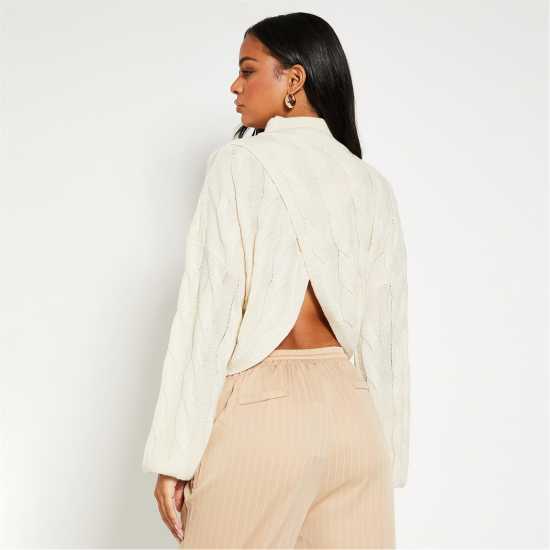 Cable Knit Cross Open Back Jumper