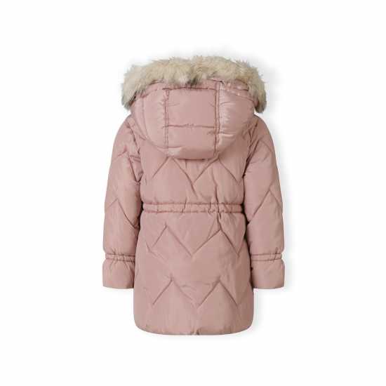 Ватирано Яке Girls Mid Length Quilted Jacket Faux Fur Hood Pink Ватирано Яке Girls Mid Length Quilted Jacket Faux Fur Hood Pink