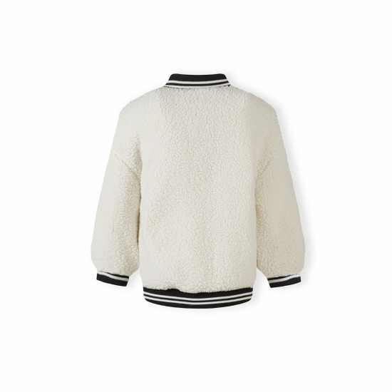 Бейзболно Яке Girls Borg Baseball Jacket With Chest Embroidery Cream Бейзболно Яке Girls Borg Baseball Jacket With Chest Embroidery Cream