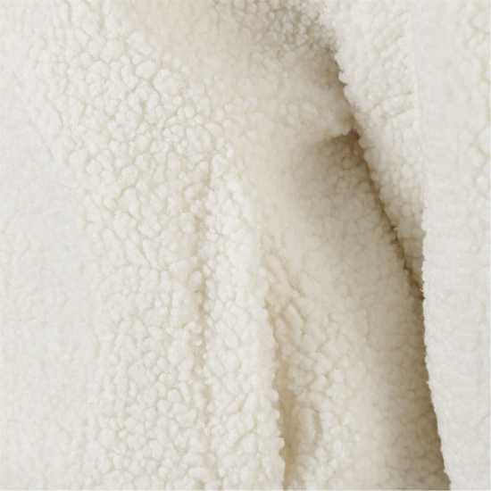 Бейзболно Яке Girls Borg Baseball Jacket With Chest Embroidery Cream Бейзболно Яке Girls Borg Baseball Jacket With Chest Embroidery Cream