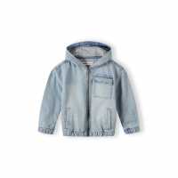 Дънково Яке Boys Denim Jacket With Hood Zip Fastening Light Blue  