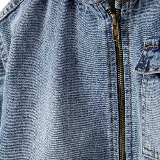 Дънково Яке Boys Denim Jacket With Fixed Hood Zip Fastening Navy Дънково Яке Boys Denim Jacket With Fixed Hood Zip Fastening Navy