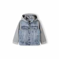 Дънково Яке Boys Denim Jacket Fleece Sleeves Detachable Hood Light Blue  