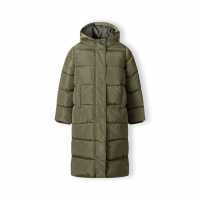 Ватирано Палто Girls Long Winter Quilted Coat Side Slits Khaki  