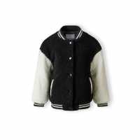 Girls Baseball Jacket With Snap Closure Black  