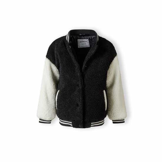 Girls Baseball Jacket With Snap Closure Black Girls Baseball Jacket With Snap Closure Black