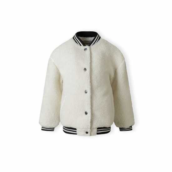 Girls Baseball Jacket With Snap-Button Closure Cream Girls Baseball Jacket With Snap-Button Closure Cream