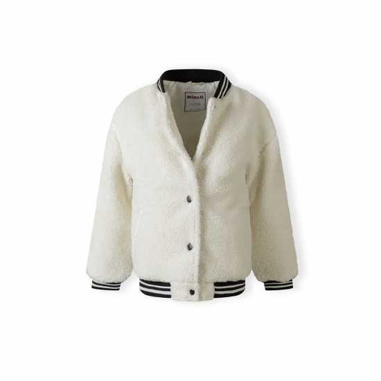 Girls Baseball Jacket With Snap-Button Closure Cream Girls Baseball Jacket With Snap-Button Closure Cream