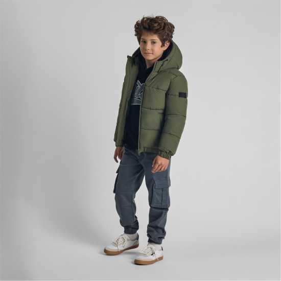 Boys Ripstop Jacket With High Collar And Elastic Cuffs Khaki Boys Ripstop Jacket With High Collar And Elastic Cuffs Khaki