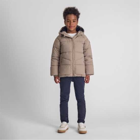 Ватирано Яке Minoti Boys Quilted Jacket With Hood Zip Pockets Grey  