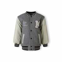 Университетско Яке Boys Varsity Jacket With Snap Buttons And Pu Sleeves Grey  