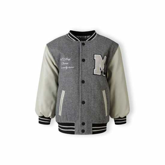 Университетско Яке Boys Varsity Jacket With Snap Buttons And Pu Sleeves Grey  