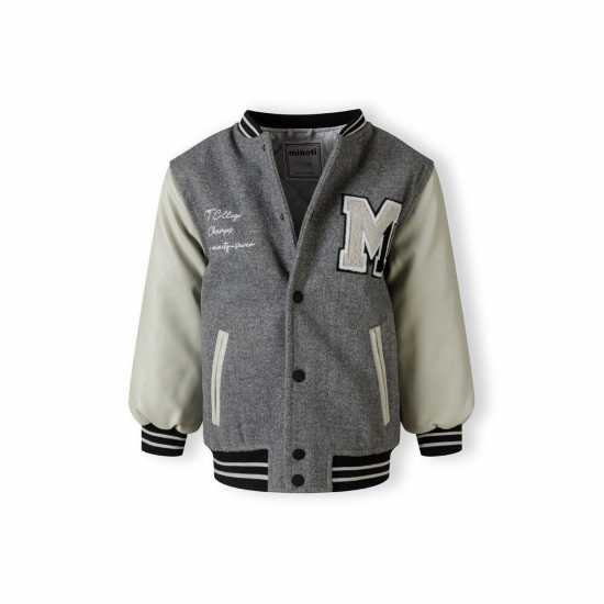 Университетско Яке Boys Varsity Jacket With Snap Buttons And Pu Sleeves Grey  