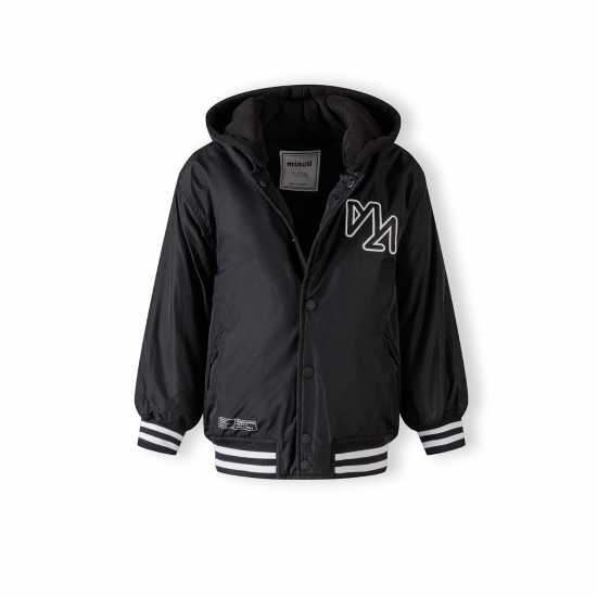 Boys Baseball Style Jacket Detachable Hood Black Boys Baseball Style Jacket Detachable Hood Black